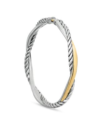 Petite Infinity Hoop Earrings in Sterling Silver with 14K Yellow Gold