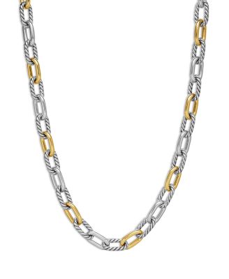 David Yurman Dy Madison Chain Necklace in Sterling Silver with 18K Yellow Gold, 18.25