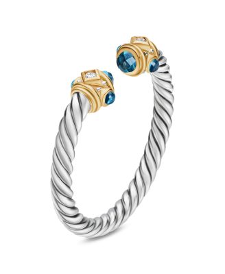 David Yurman - Renaissance Ring in Sterling Silver with Hampton Blue Topaz, 14K Yellow Gold & Diamonds