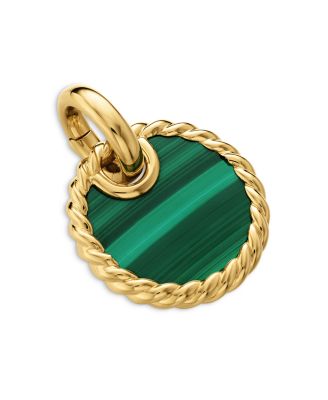 David Yurman - 18K Yellow Gold DY Elements&reg; Malachite Disc Pendant