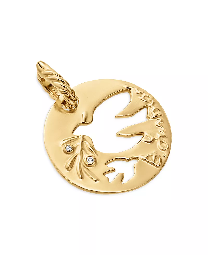 David Yurman 18K Yellow Dy Elements Diamond Accent Dove Cut Out Pendant