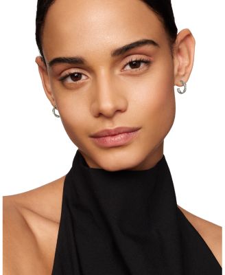 Sterling Silver Petite Infinity Huggie Hoop Earring with Diamonds