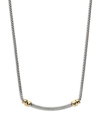 Sterling Silver Petite Helena Station Necklace with 18K Yellow Gold & Diamonds, 17"