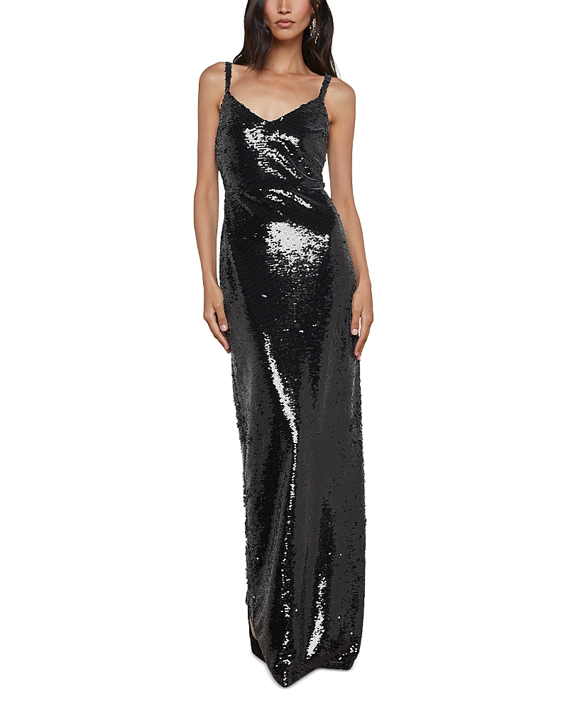 L'agence Karma Sequin Maxi Dress In Black