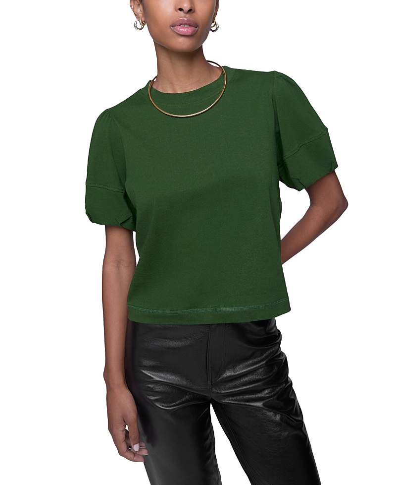 Rebecca Minkoff Val Puffed Sleeve Tee Sweater In Green