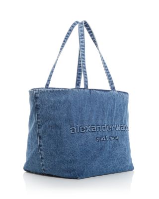 【送料&関税込】Alexander Wang Dark Grey Denim Small Punch S Punch Tote Bag in Cotton Denim in GREY AGED | alexanderwang®