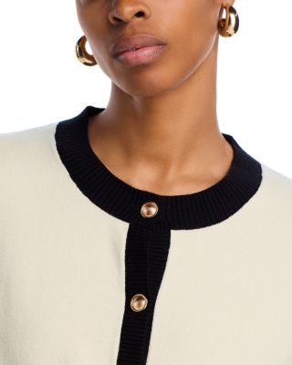 Contrast Border Button Front Cardigan