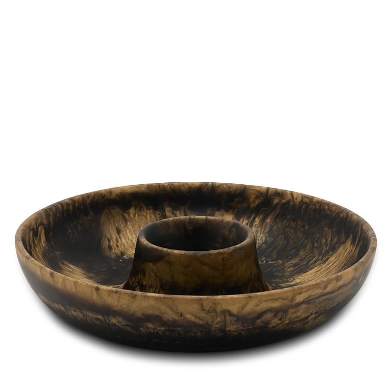Blue Pheasant Hugo Black And Gold Swirled Resin Chip And Dip Bowl