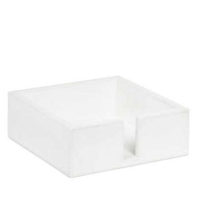 Brisbane Bright White Marine Faux Leather Luncheon Napkin Tray, Set of 2