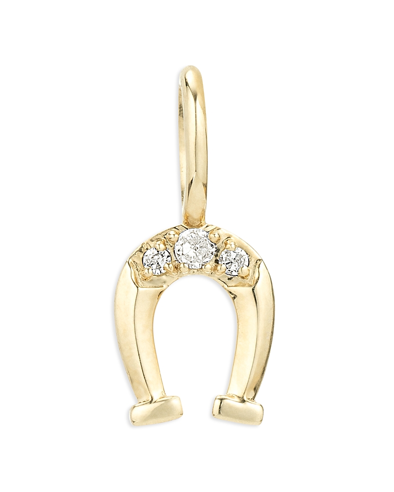 Adina Reyter 9k Yellow Gold Diamond Horseshoe Charm Pendant In Gold