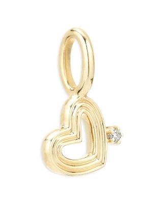 9K Yellow Gold Diamond Groovy Heart Charm Pendant