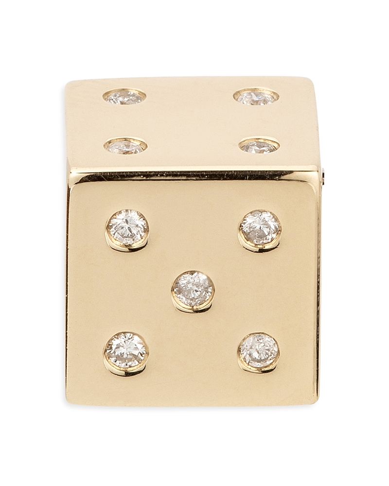 ADINA REYTER 14K YELLOW GOLD DIAMOND DICE FLOATING CHARM PENDANT