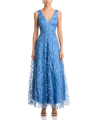 3D Flower V Neck Gown