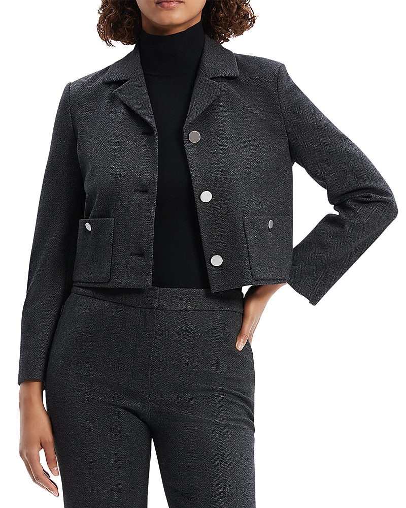 Theory Boxy Crop Jacket In Charcoal Melange