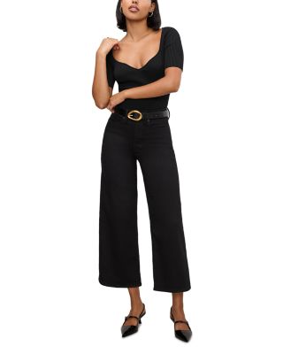 Good Waist Palazzo Cropped Jeans in Black