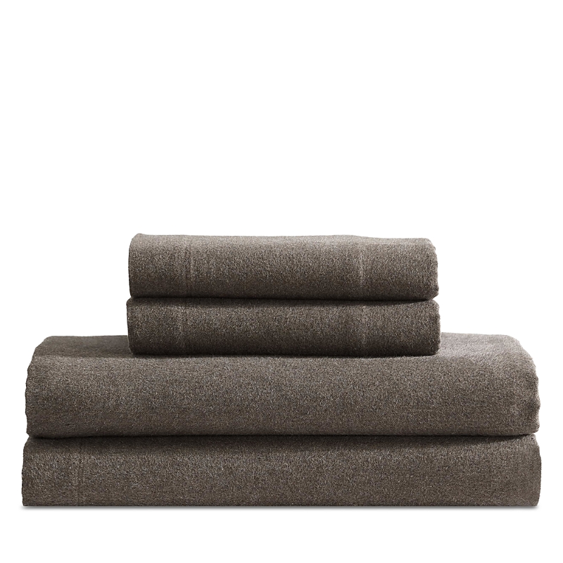 Calvin Klein Melange Flannel 4 Piece Sheet Set, King In Chocolate