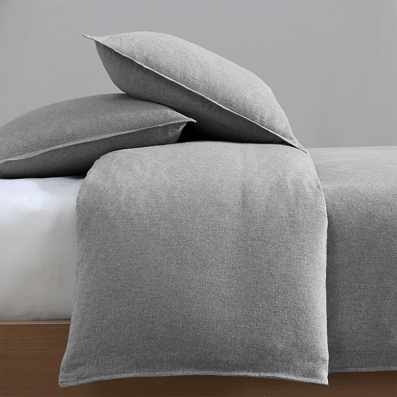 Calvin Klein Melange Flannel 3 Piece Comforter Set, Queen In Silver Grey