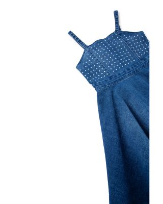 Girls' Studded Fit and Flare Denim Dress - Big Kid