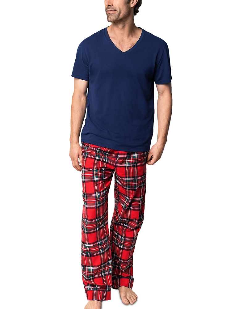Petite Plume Brushed Cotton Twill Imperial Tartan Pajama Pants In Red