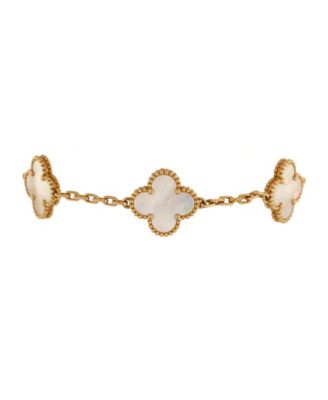 Pre-Owned Van Cleef & Arpels Vintage Alhambra 5 Motifs Bracelet 18K Gold and Mother of Pearl