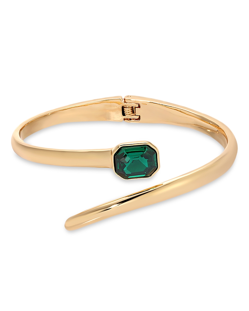 Ettika Emerald Deco Wrap Cuff Bracelet In Gold/green