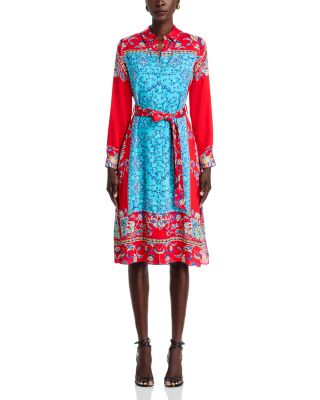Paulina Isle of Capri Tie Waist Printed Shirtdress