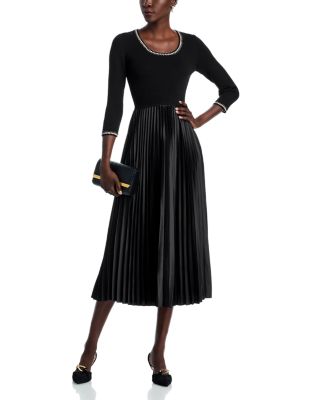 Mave 3/4 Sleeve Mixed Media Midi Dress