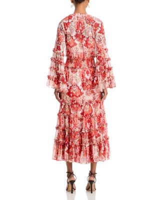 Damask Sunnina Ruffled Tiered Midi Dress