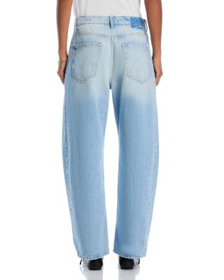 The Full Pipe Flood High Rise Barrel Jeans in Back Pedal