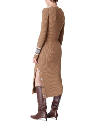 Dagmar Rib Knit Button Slit Sweater Dress