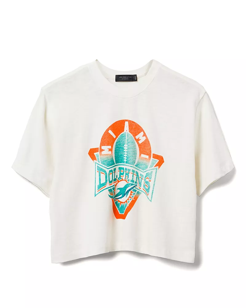 Junk Food Clothing Women's Nfl Miami Dolphins Mock Neck Crop Tee