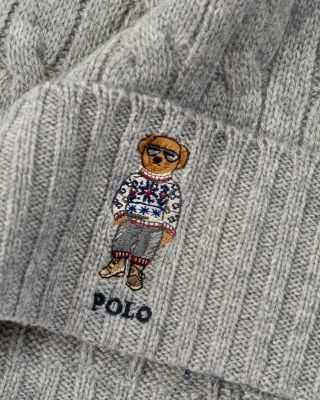 Holiday Bear Cable Knit Beanie