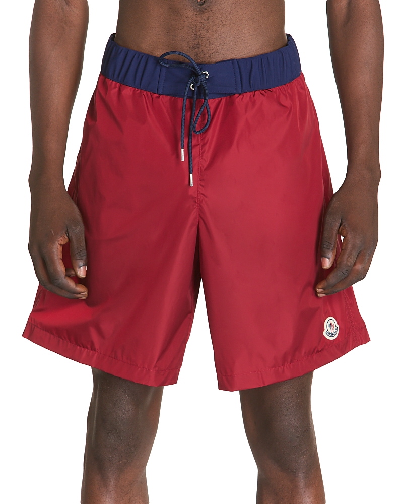 Moncler Nylon Logo Swim Shorts In Navy