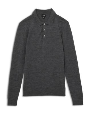 Regular Fit Quarter Button Merino Wool Polo Sweater 