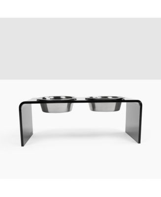 Hiddin Medium Smoke Grey Small Double Bowl Feeder, 1 Quart Bowls | Bloomingdale's Home