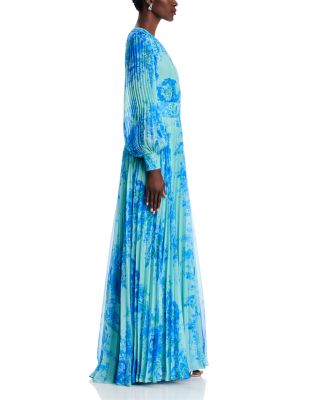  Floral Print Pleated Dress