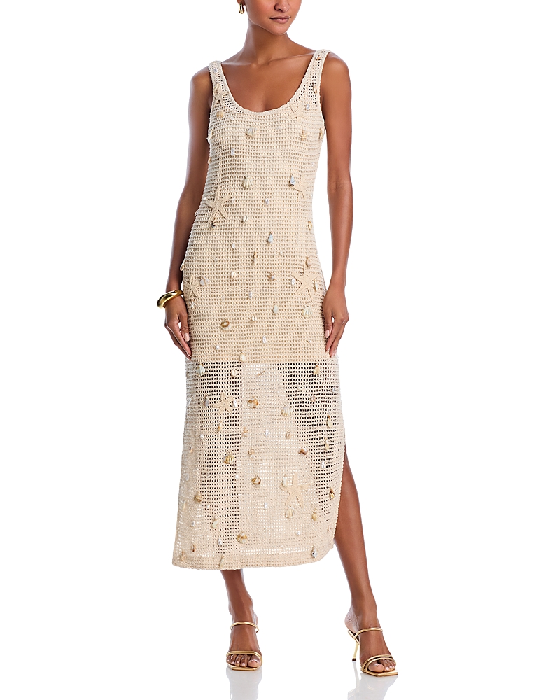 AQUA THE WHITE LOTUS X AQUA CROCHET SLEEVELESS MAXI DRESS - EXCLUSIVE
