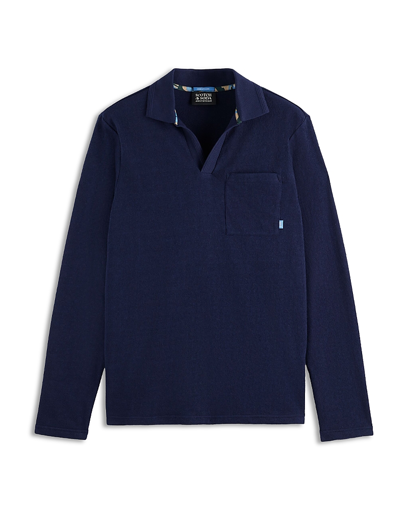 Scotch & Soda Men's Relaxed-fit Long-sleeve Pocket Polo Shirt In Blue