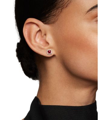 Sterling Silver Chatelaine Garnet Stud Earrings with Diamonds - Exclusive