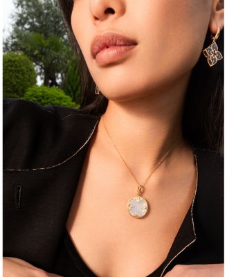 18K Yellow Gold Medallion Diamond & Gemstone Pendant