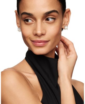 Cultured Freshwater Pearl Earrings with Diamonds