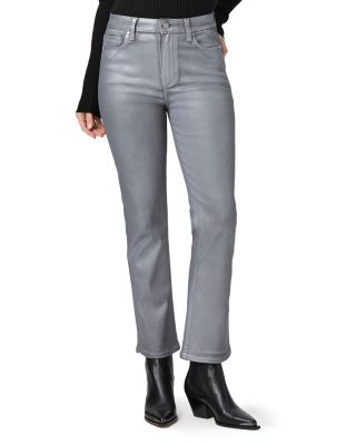 PAIGE - Claudine High Rise Ankle Flared Jeans in Silver Luxe Coated