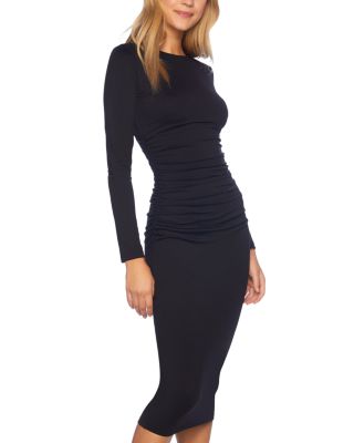 Ruched Long Sleeve Midi Dress