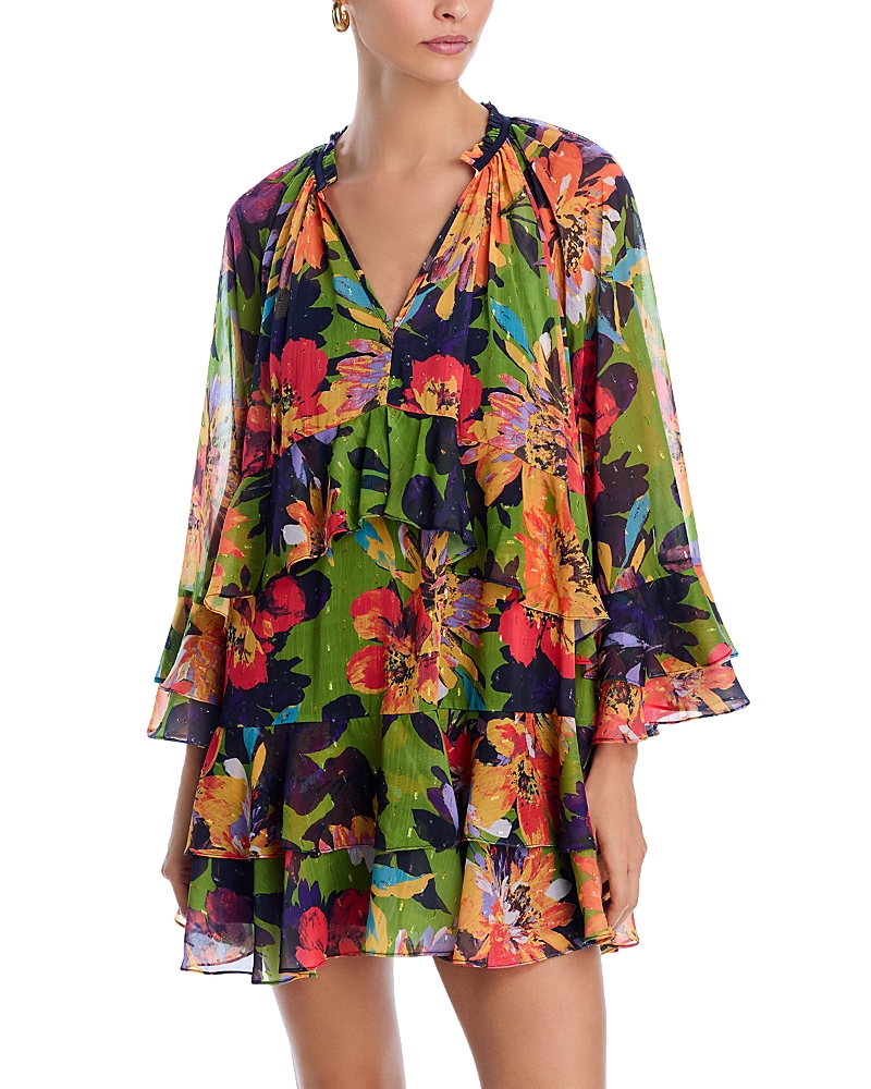 Shop Aqua The White Lotus X Ruffle Floral Mini Dress -exclusive In Multi