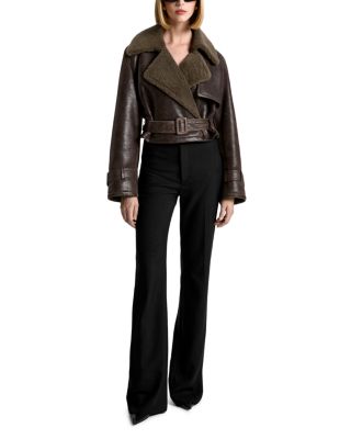 Nour Hammour - Hatti Shearling Trimmed Leather Jacket