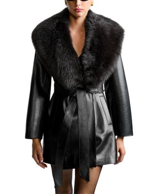 Nour Hammour - Kelsey Shearling Trim Leather Jacket