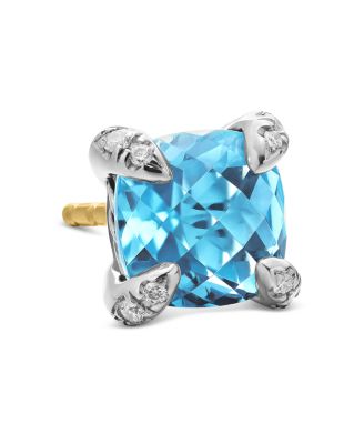 Ch&acirc;telaine&reg; Stud Earrings with Blue Topaz and Diamonds