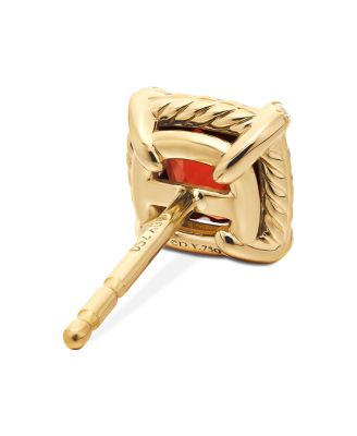 Petite Ch&acirc;telaine&reg; Pav&eacute; Bezel Stud Earrings in 18K Yellow Gold with Garnet and Diamonds, 5mm