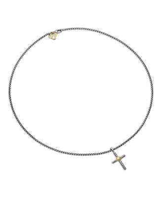 Petite X Cross Necklace with 14K Gold, 18"