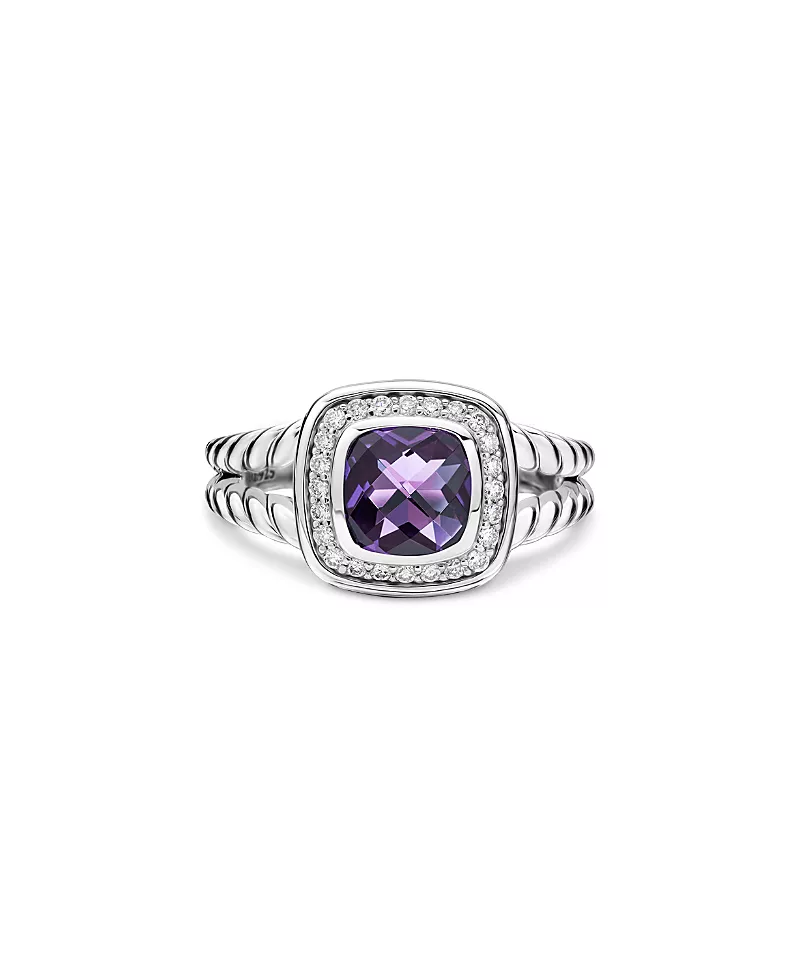 David Yurman Petite Albion Ring with Amethyst & Diamonds